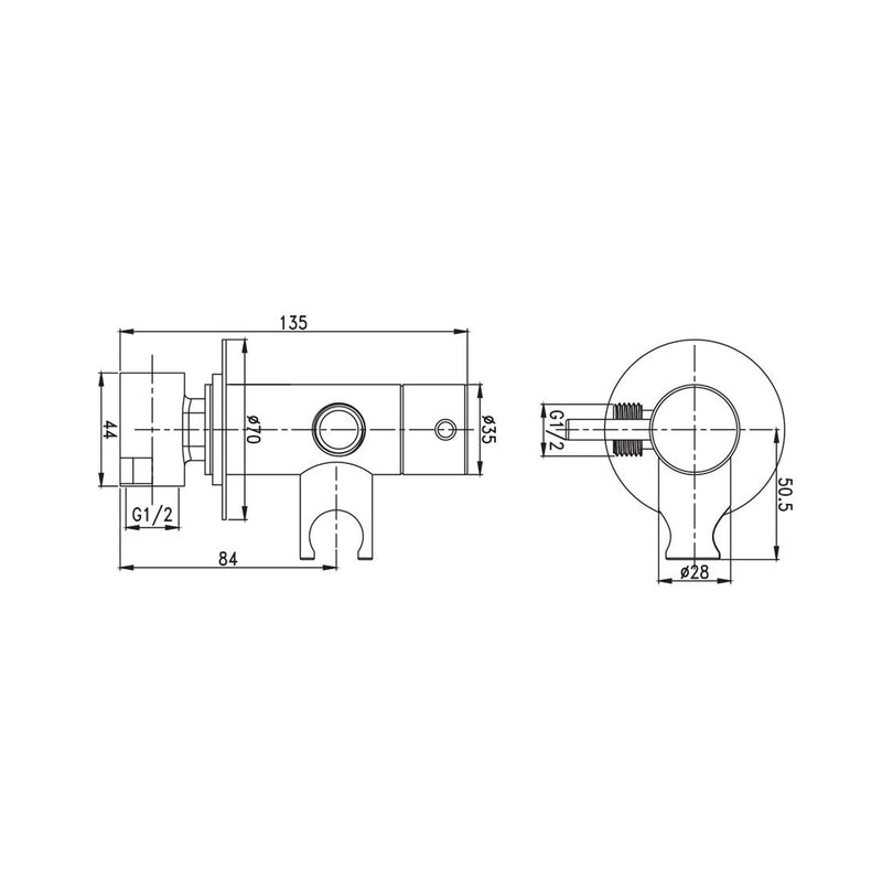 Miscelatore per idroscopino in ottone con supporto doccia attacco 1/2M rame by CeramicStore | Lo specialista del tuo bagno