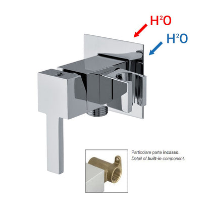 Miscelatore quadro per idroscopino in ottone con supporto doccia attacco 1/2M by CeramicStore | Lo specialista del tuo bagno
