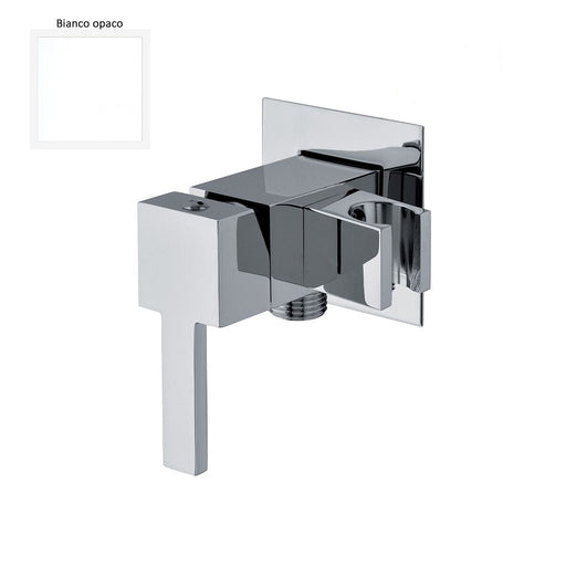 Miscelatore quadro per idroscopino in ottone con supporto doccia attacco 1/2M bianco by CeramicStore | Lo specialista del tuo bagno
