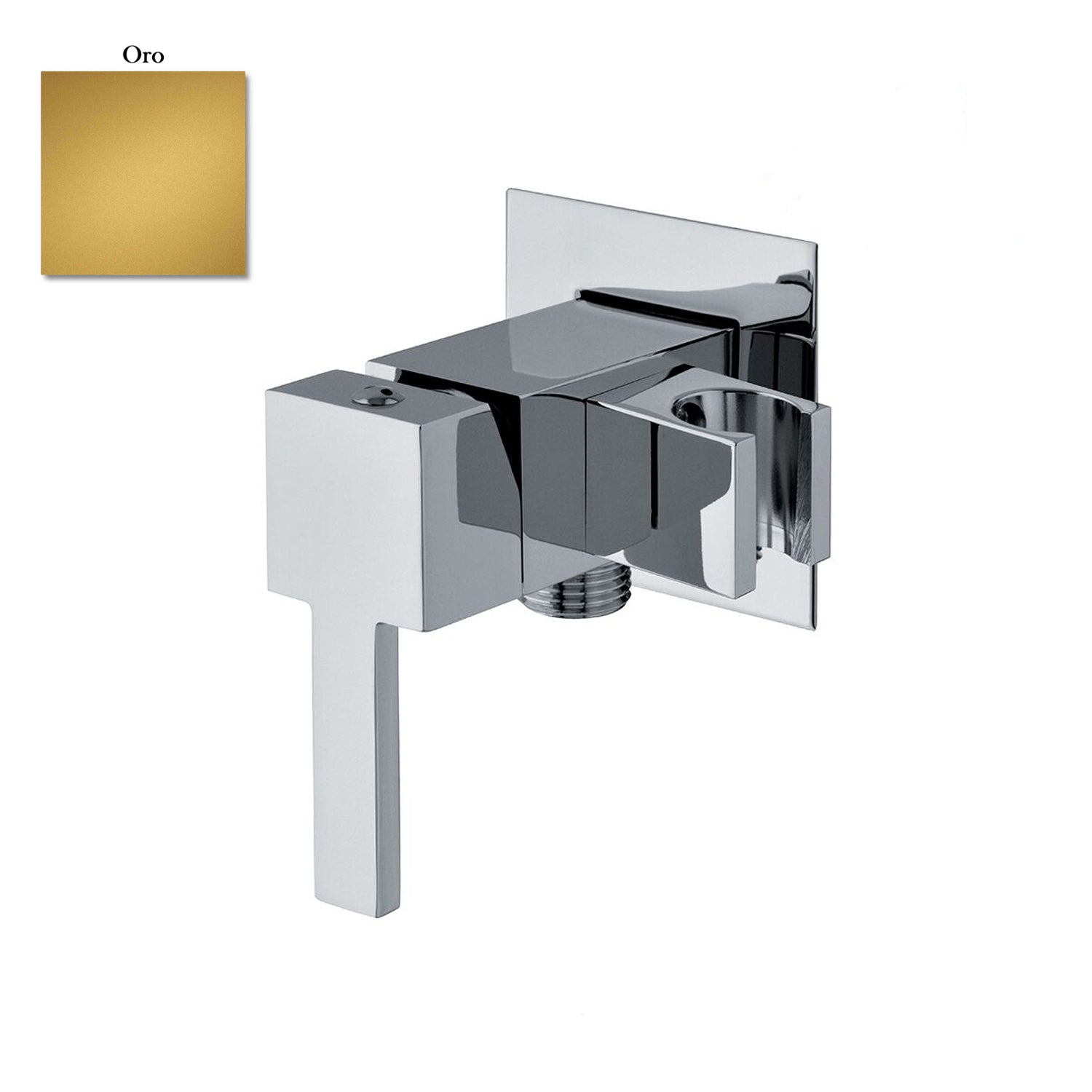 Miscelatore quadro per idroscopino in ottone con supporto doccia attacco 1/2M oro by CeramicStore | Lo specialista del tuo bagno