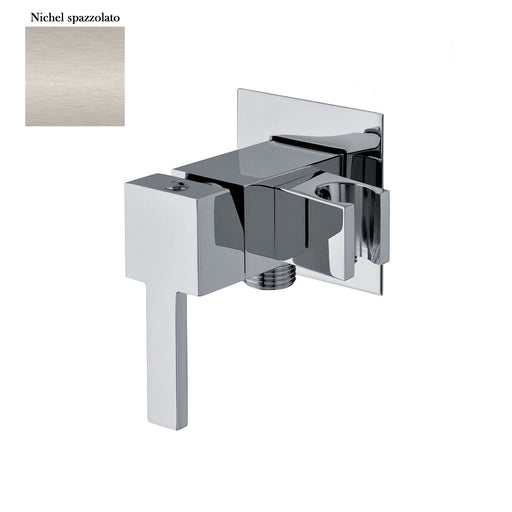 Miscelatore quadro per idroscopino in ottone con supporto doccia attacco 1/2M nichel by CeramicStore | Lo specialista del tuo bagno