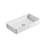 Lavabo da appoggio rettangolare in ceramica bianca 61x39 con bordo sottile