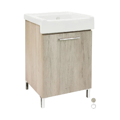 Mobile lavatoio con lavabo in ceramica 1 anta cemento lxp 50x50 cm