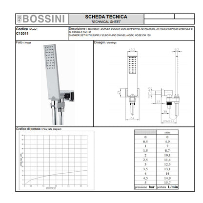 Soffione doccia in acciaio Bossini Manhattan con kit duplex Flat One by CeramicStore | Lo specialista del tuo bagno