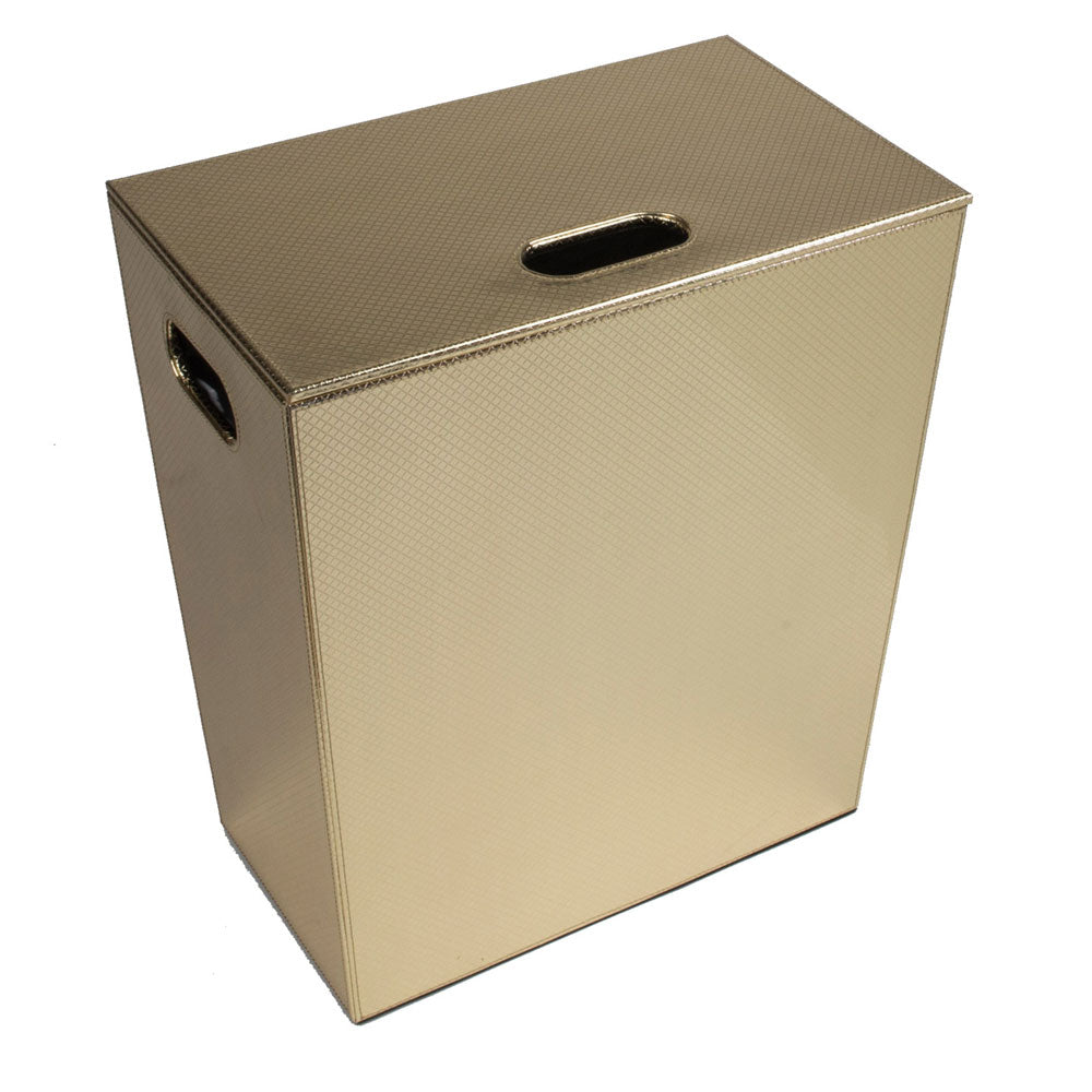 Porta Biancheria 'Koh-i-Noor' in ecopelle con sacca interna - cm 43x26x48h - Oro Metal by CeramicStore | Lo specialista del tuo bagno