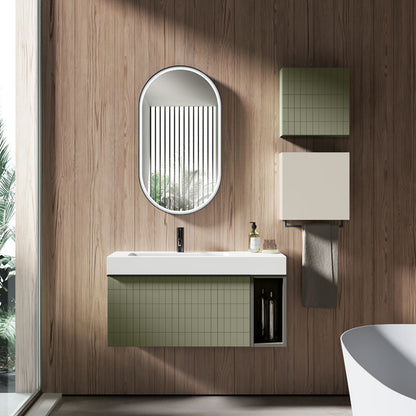 Composizione bagno sospesa con lavabo, specchio e pensili 100+40x200hx46 cm PIX2 by CeramicStore | Lo specialista del tuo bagno