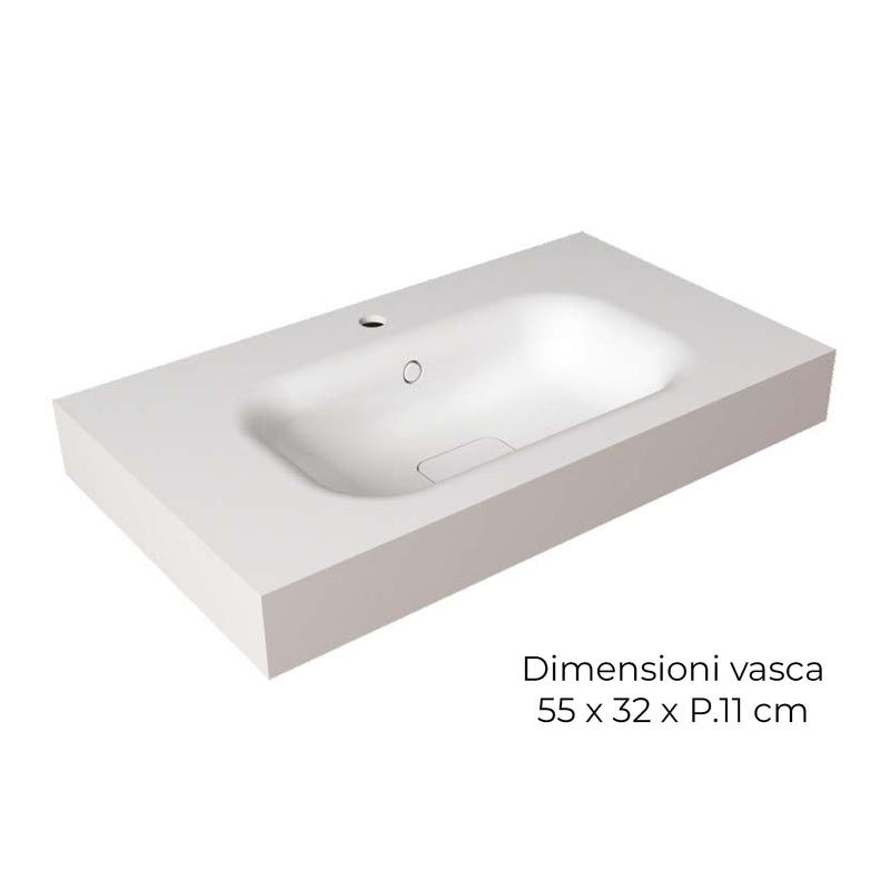 Composizione bagno sospesa con lavabo, specchio e pensili 100+40x200hx46 cm PIX2 by CeramicStore | Lo specialista del tuo bagno