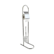Piantana da bagno con  porta carta igienica con scopino wc colore cromo