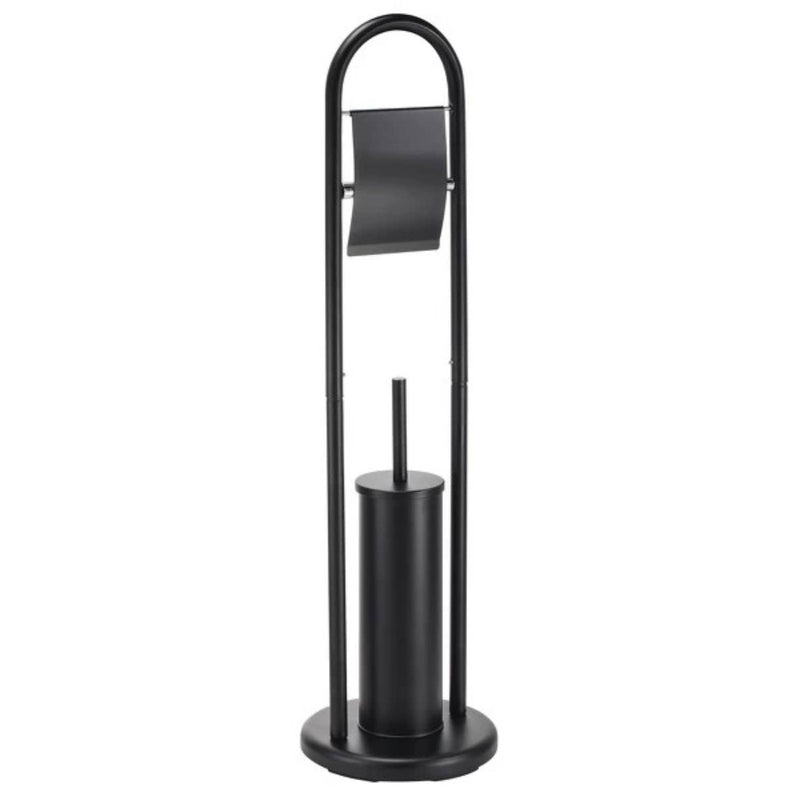 Piantana da bagno con porta carta igienica e scopino wc modello Abby colore nero opaco
