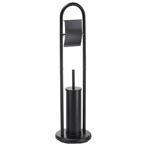 Piantana da bagno con porta carta igienica e scopino wc modello Abby colore nero opaco