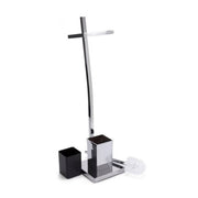 Piantana da bagno portarotolo carta igienica e scopino wc cromato