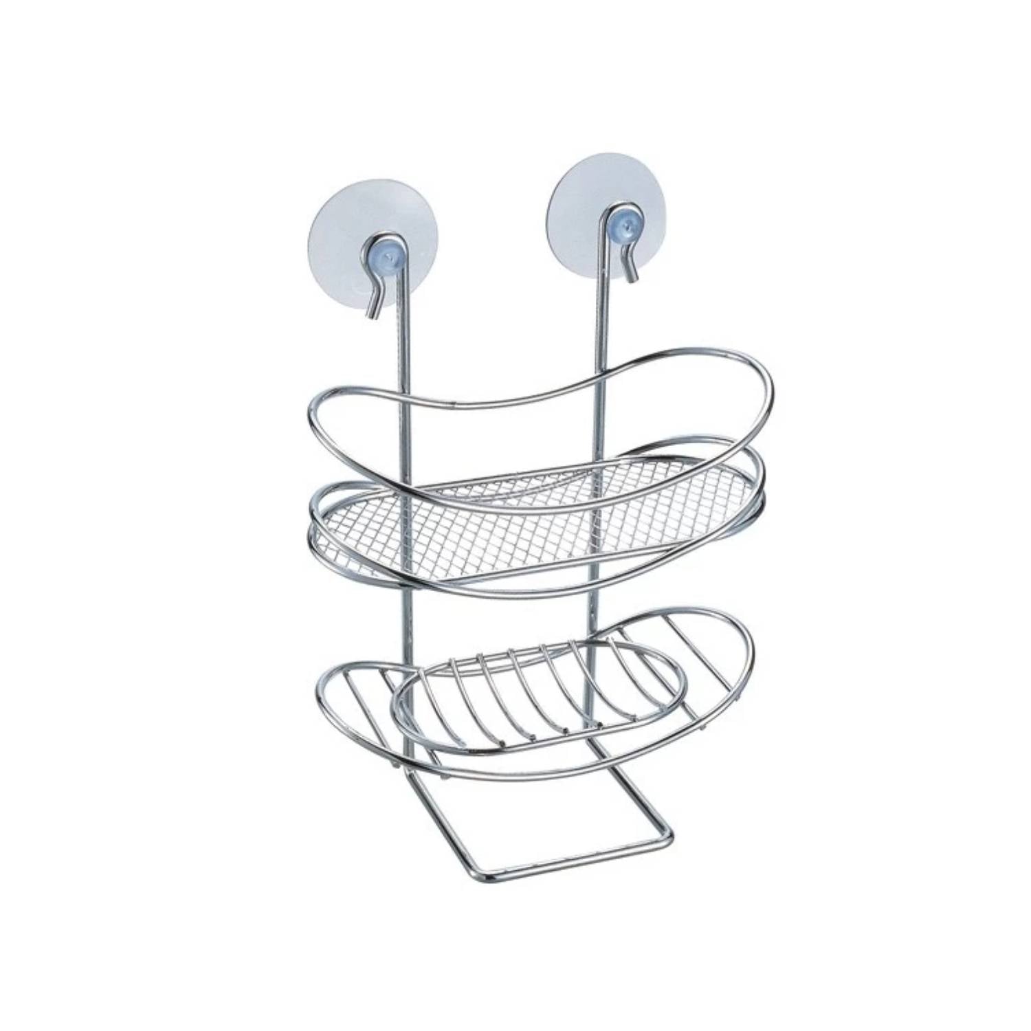 Mensola e portasapone con ventosa in plastica ovale in acciaio cromato by CeramicStore | Lo specialista del tuo bagno