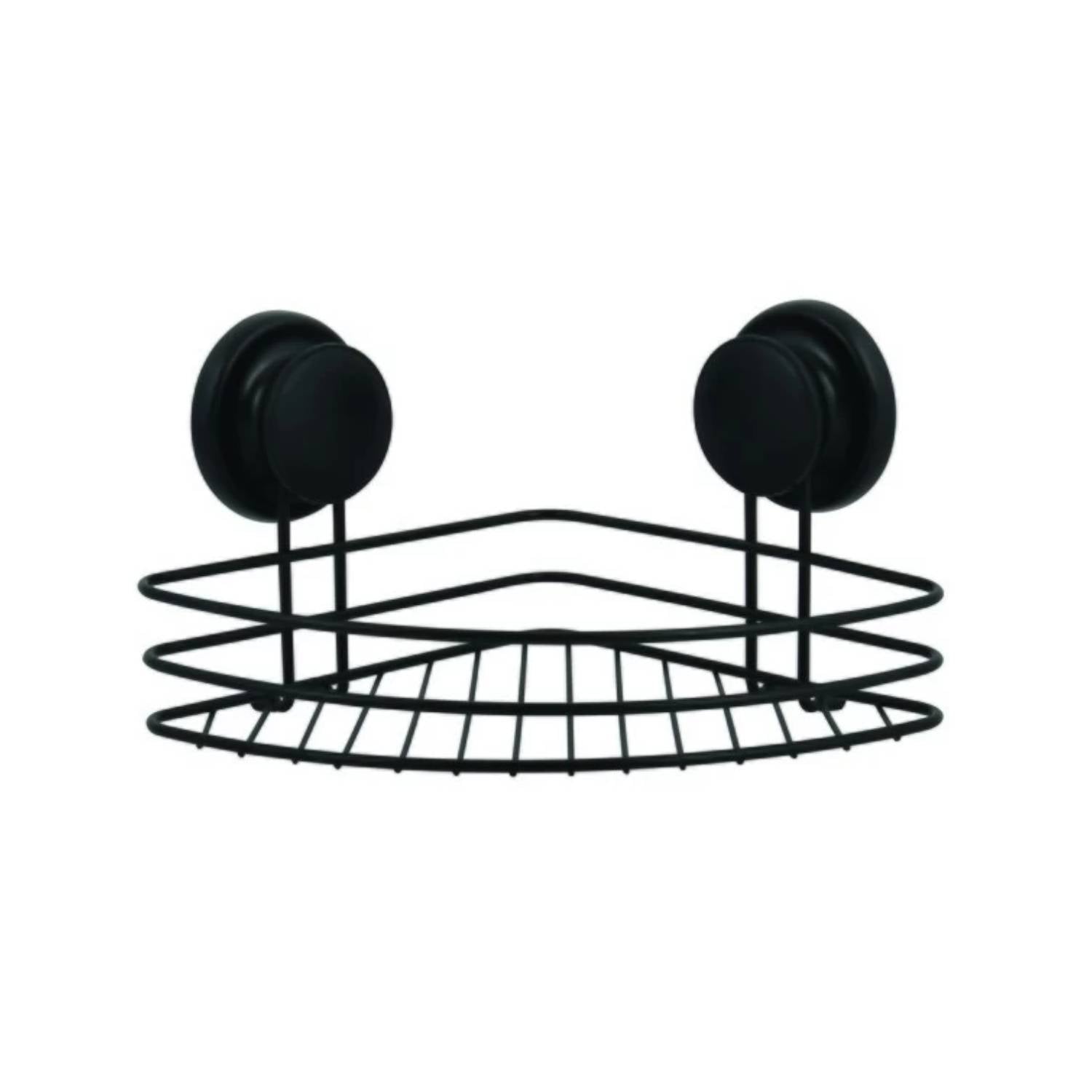 Mensola doccia angolare con ventosa nera modello Tabarca in acciaio colore nero by CeramicStore | Lo specialista del tuo bagno