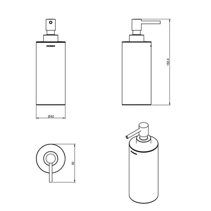 Dispenser sapone da appoggio in ottone cromato della collezione 'Architect' by Cosmic