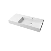 Lavabo da appoggio/sospeso in ceramica bianca lucida serie Slim square Disegno-Ceramica con piano appoggio sulla sinistra