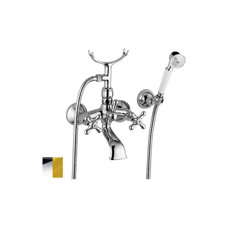Rubinetto vasca retrà² con forcella e supporto snodato serie Iris modello IRV027CO cromo oro Paffoni by CeramicStore | Lo specialista del tuo bagno