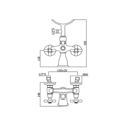 Gruppo vasca retrà² con forcella e supporto snodato serie Iris modello IRV027BR bronzo Paffoni by CeramicStore | Lo specialista del tuo bagno