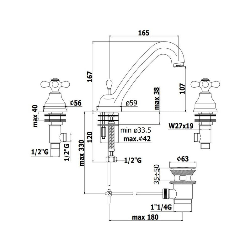 Batteria lavabo con scarico seri Iris modello IRV055CR cromato Paffoni by CeramicStore | Lo specialista del tuo bagno