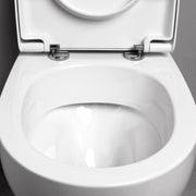 Sanitari filomuro Experience-bidet wc senza brida con scarico traslato e sedile soft close 54