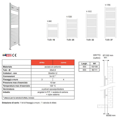 Termoarredo in acciaio cromato Lazzarini modello Roma 842x400 by CeramicStore | Lo specialista del tuo bagno