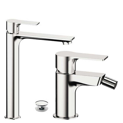 Set di miscelatori Lavabo Alto e Bidet senza scarico finitura cromata collezione Energy di Remer Rubinetterie by CeramicStore | Lo specialista del tuo bagno