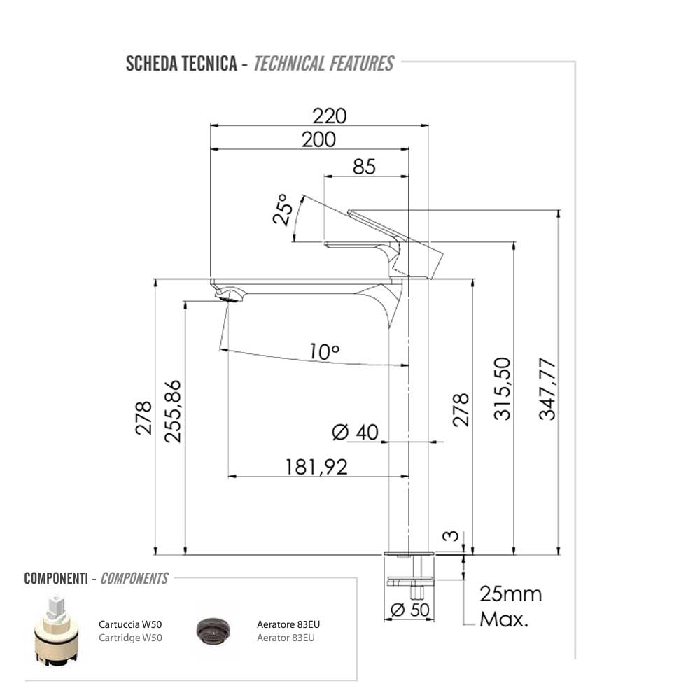 Set di miscelatori Lavabo Alto e Bidet senza scarico finitura cromata collezione Energy di Remer Rubinetterie by CeramicStore | Lo specialista del tuo bagno