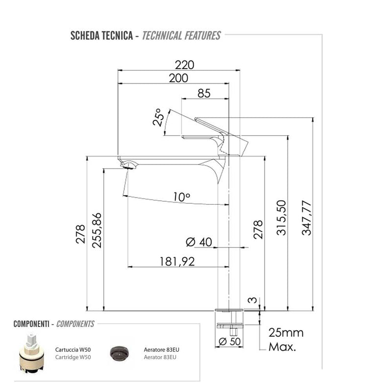 Set di miscelatori Lavabo Alto e Bidet senza scarico finitura cromata collezione Energy di Remer Rubinetterie by CeramicStore | Lo specialista del tuo bagno