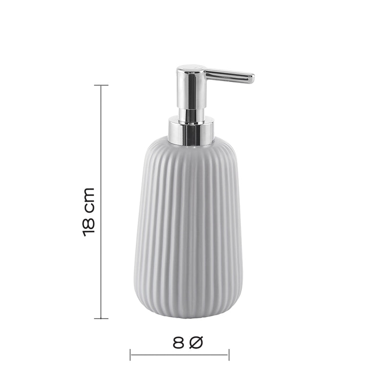 Dispenser sapone da appoggio in ceramica con erogatore in plastica cromata Gedy modello Marika - Grigio