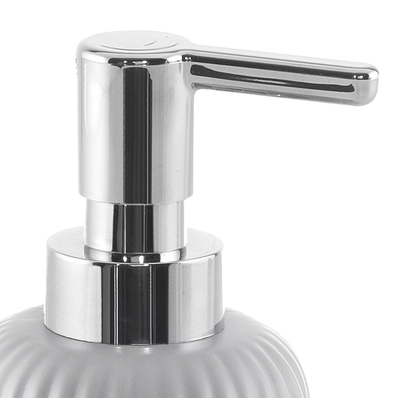 Dispenser sapone da appoggio in ceramica con erogatore in plastica cromata Gedy modello Marika - Grigio