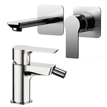 Set di miscelatori Lavabo incasso con bocca da 18 cm e Bidet finitura cromata collezione Energy di Remer Rubinetterie by CeramicStore | Lo specialista del tuo bagno