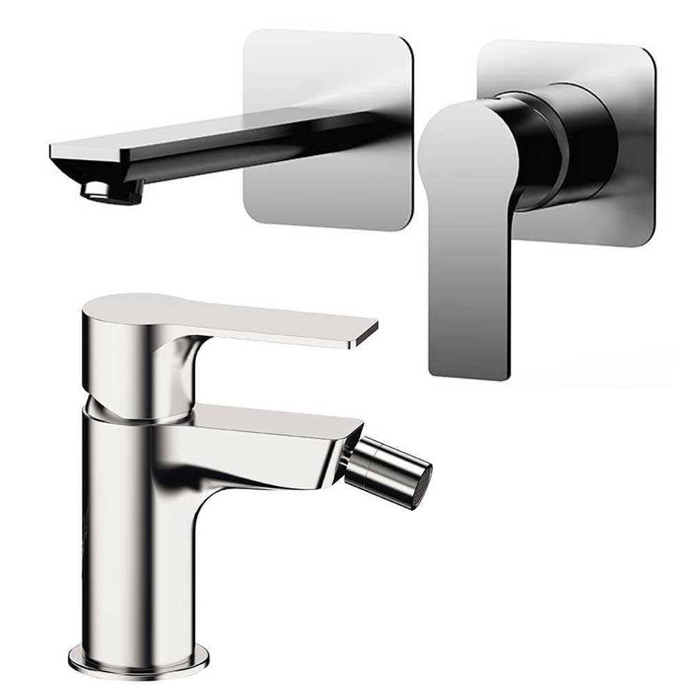 Set di miscelatori Lavabo incasso con bocca da 23 cm e Bidet finitura cromata collezione Energy di Remer Rubinetterie by CeramicStore | Lo specialista del tuo bagno