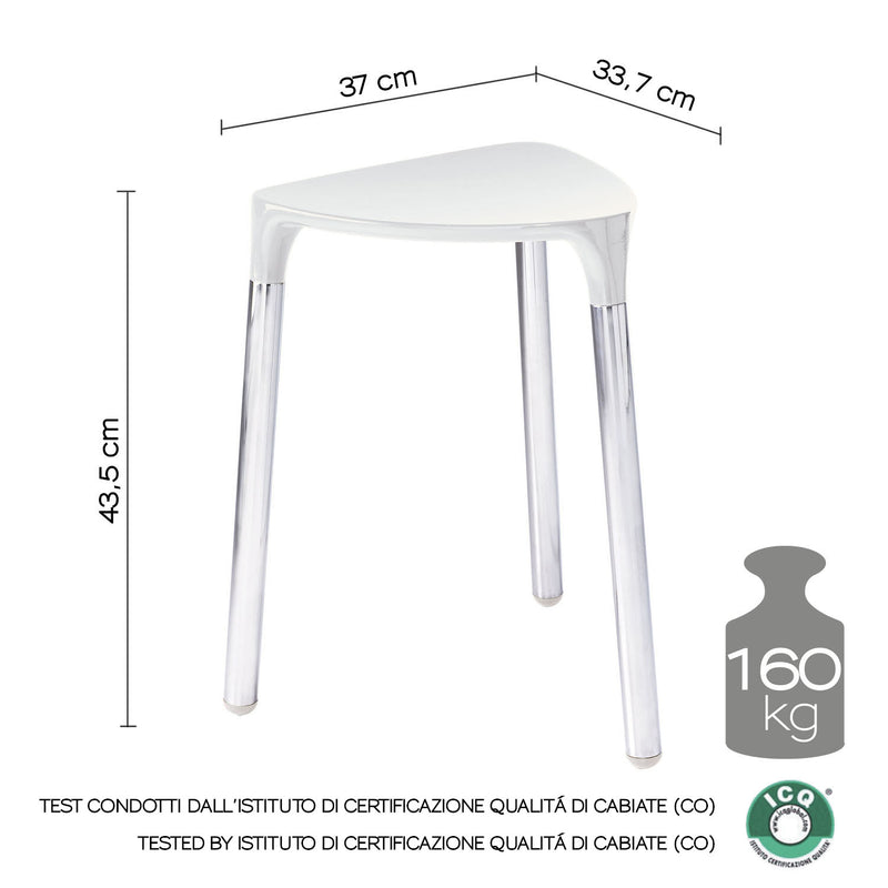 Sgabello Yannis di Gedy in acciaio inox e resine termoplastiche - Bianco