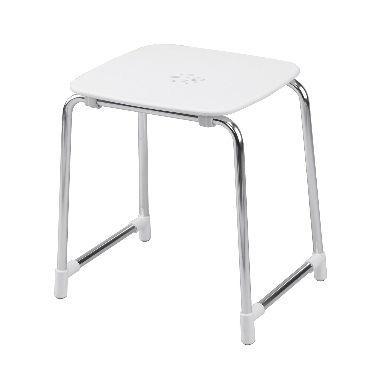 Sgabello Prima Classe di Gedy in Alluminio e ABS - Bianco/Cromato