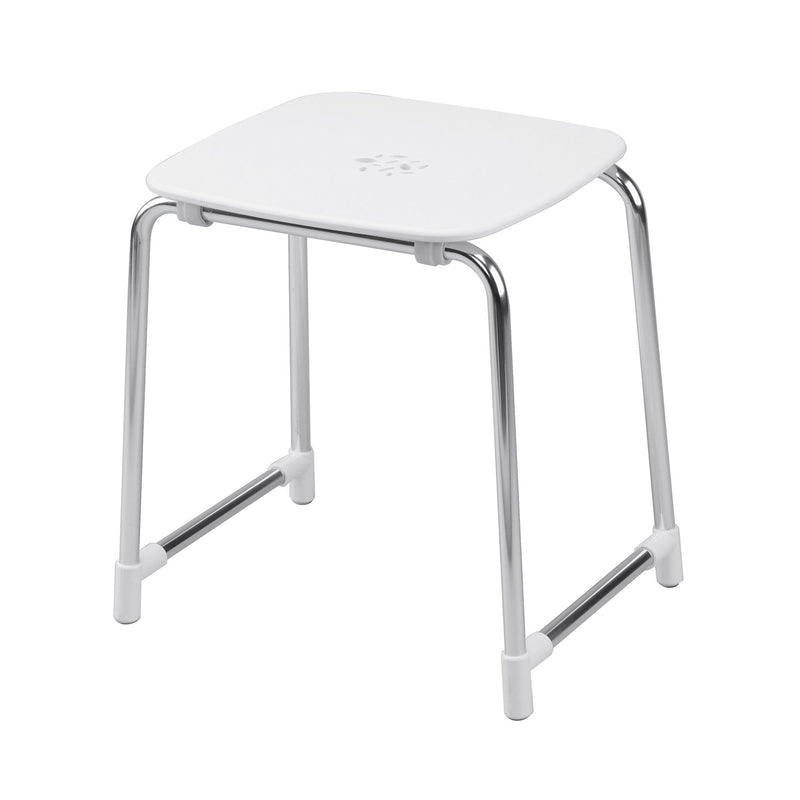 Sgabello Prima Classe di Gedy in Alluminio e ABS - Bianco/Cromato