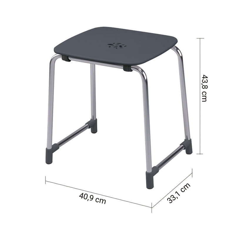 Sgabello Prima Classe di Gedy in Alluminio e ABS - Antracite/Cromato