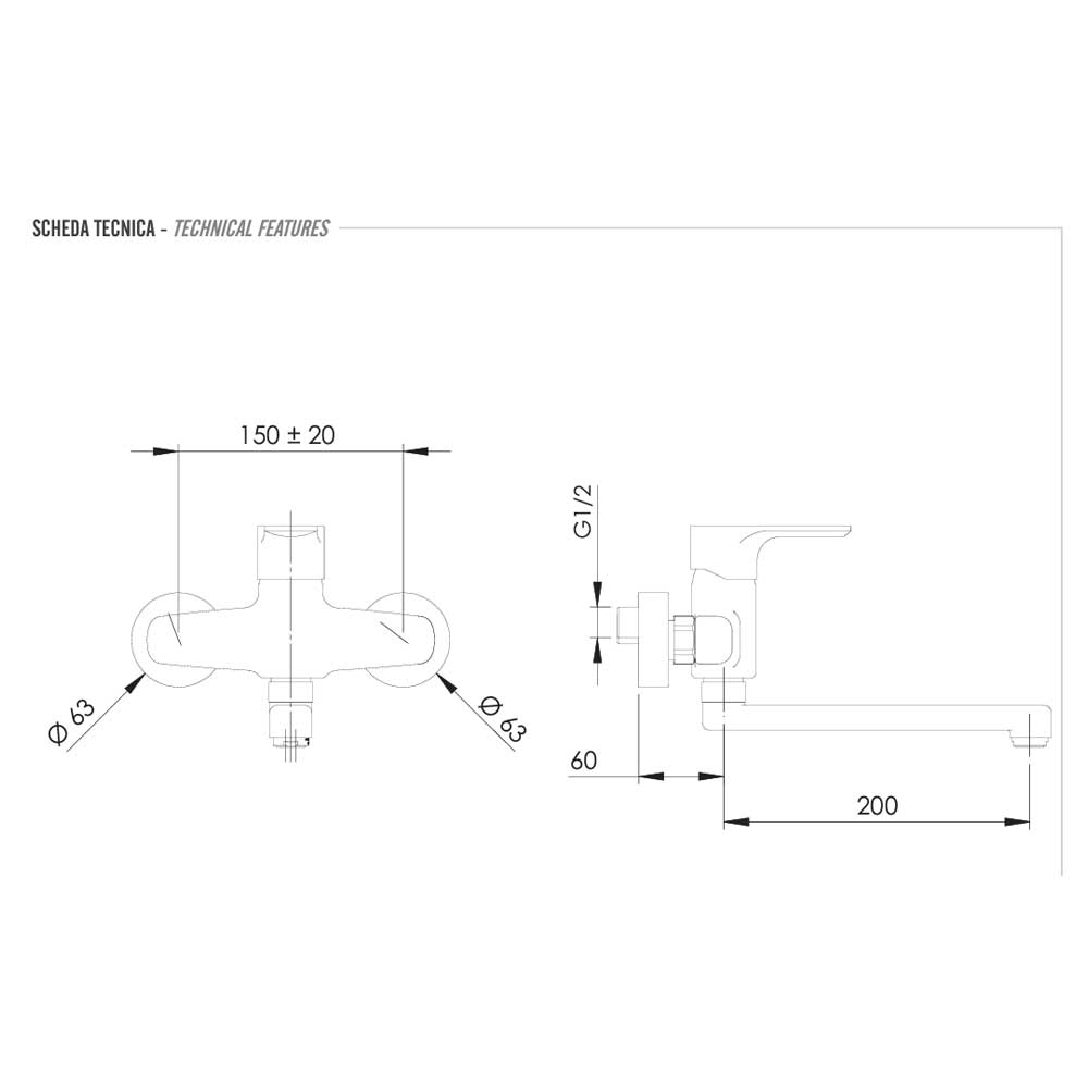 Miscelatore monocomando a muro per lavello con bocca girevole collezione Energy di Remer Rubinetterie by CeramicStore | Lo specialista del tuo bagno