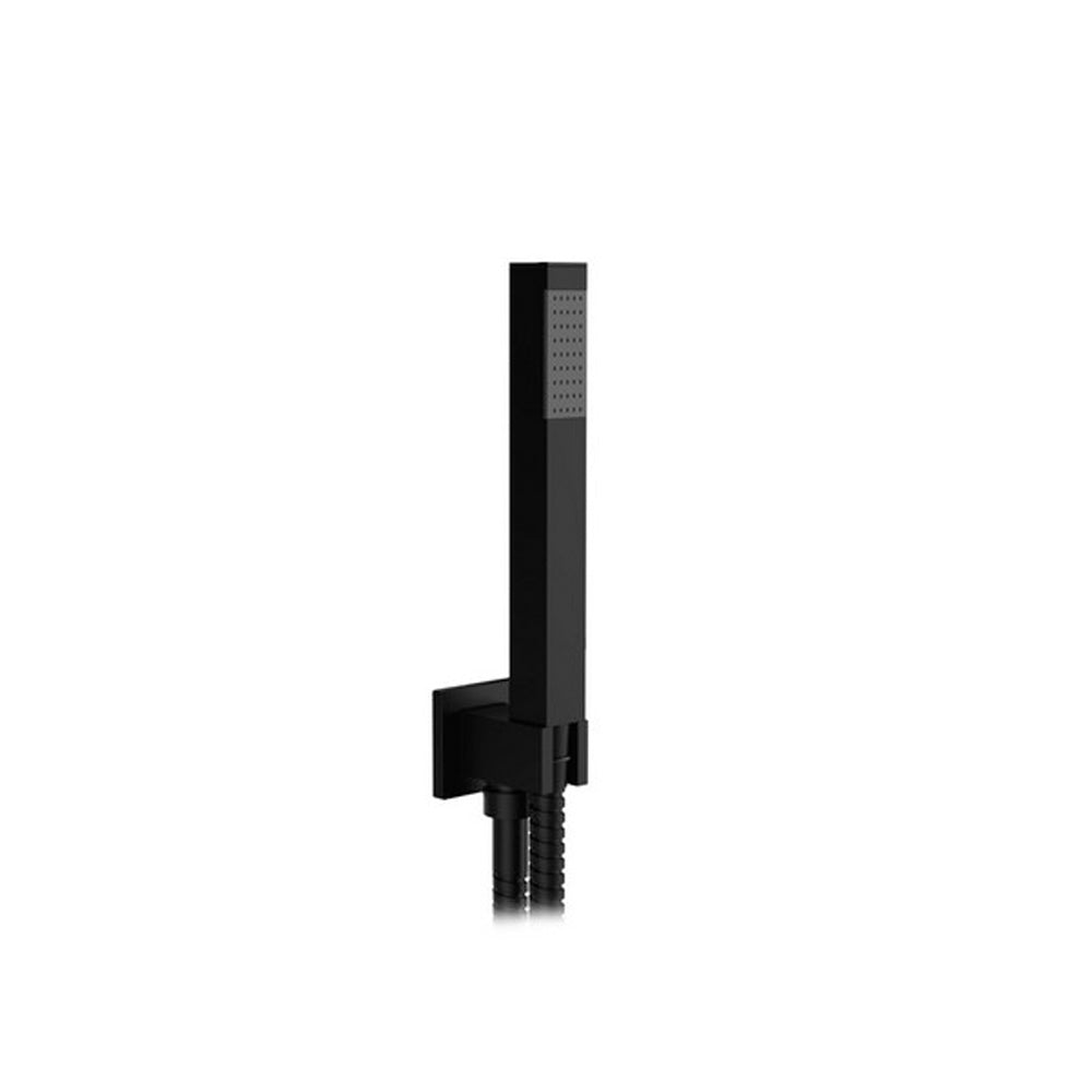 Kit doccia minimal squadrata con supporto e flessibile in ottone nero opaco by CeramicStore | Lo specialista del tuo bagno