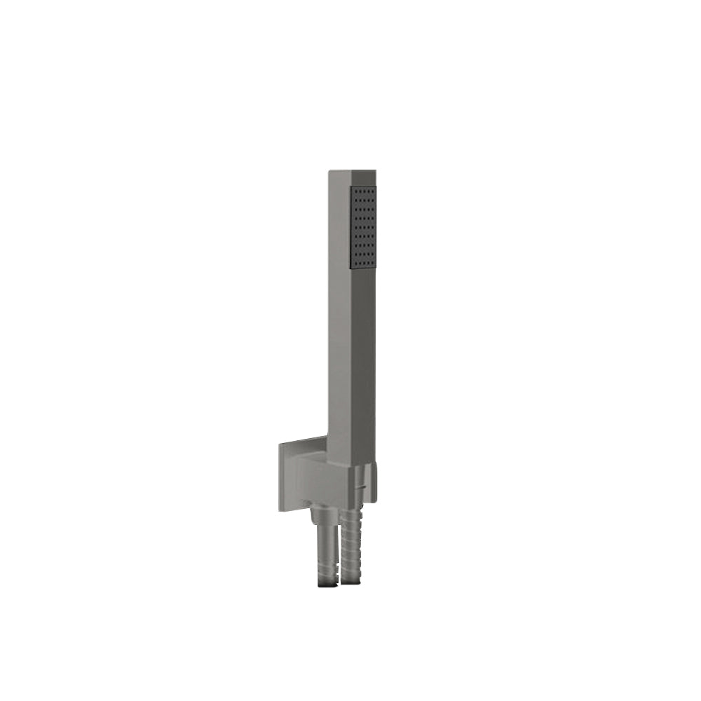 Kit doccia minimal squadrata con supporto e flessibile in ottone nichel spazzolato opaco by CeramicStore | Lo specialista del tuo bagno