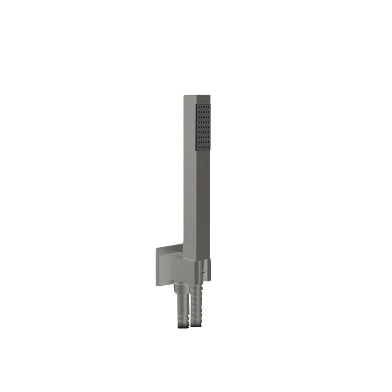 Kit doccia minimal squadrata con supporto e flessibile in ottone nichel spazzolato opaco by CeramicStore | Lo specialista del tuo bagno