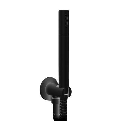 Kit doccia minimal tonda con supporto e flessibile in ottone nero opaco by CeramicStore | Lo specialista del tuo bagno