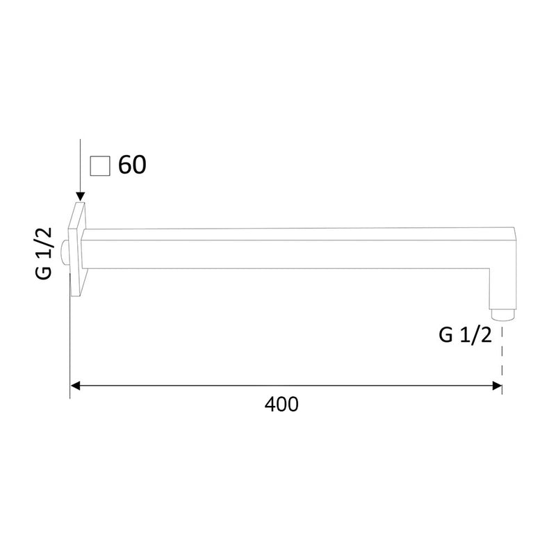 Braccio doccia in ottone quadro cm 40 nero opaco by CeramicStore | Lo specialista del tuo bagno