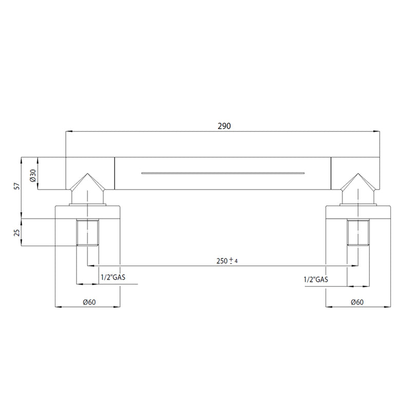 Bocca vasca e doccia ottone cromato Bossini Cascata Wall 250 mm by CeramicStore | Lo specialista del tuo bagno