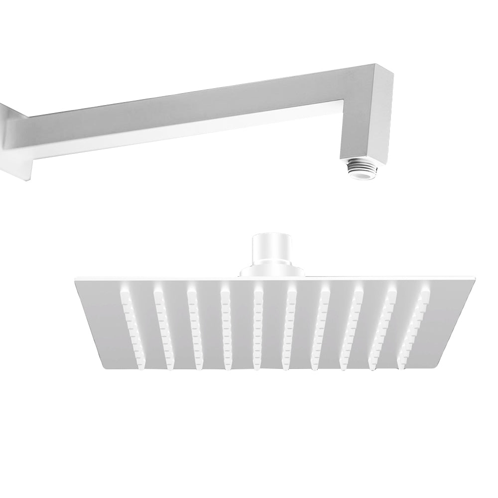 Soffione doccia ultrasottile quadrato cm 30x30 con braccio 40 cm Bianco Opaco by CeramicStore | Lo specialista del tuo bagno