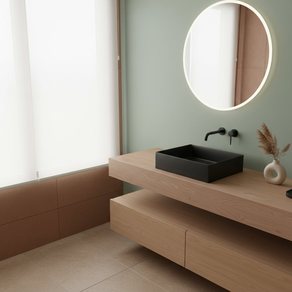 Lavabo da appoggio squadrato Ceramica Azzurra Elegance 35x35 cm - Carbone