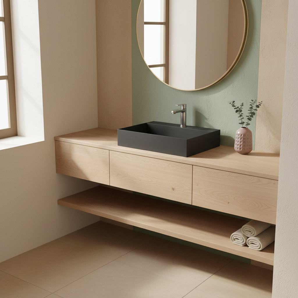 Lavabo da appoggio squadrato Ceramica Azzurra Elegance 60x45 cm - Carbone