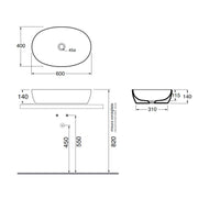 Lavabo da Appoggio modello Elegance 60x40 Ceramica Azzurra con bordo sottile