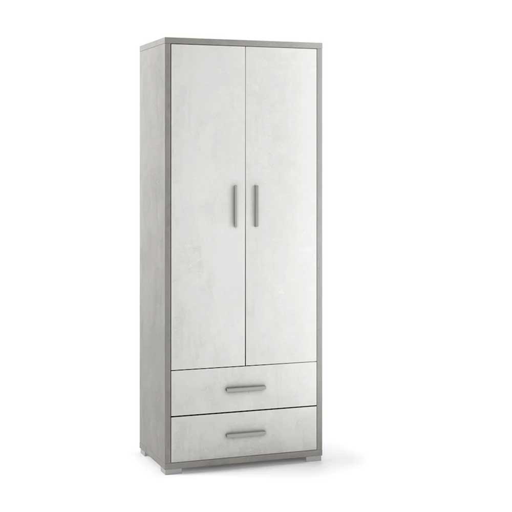 Mobile arredamento moderno a 2 ante e 2 cassetti con 4 ripiani finitura struttura Cemento / finitura frontale Ossido Bianco by Sarmog by CeramicStore | Lo specialista del tuo bagno