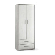 Mobile arredamento moderno a 2 ante e 2 cassetti con 4 ripiani finitura struttura Cemento / finitura frontale Ossido Bianco by Sarmog by CeramicStore | Lo specialista del tuo bagno