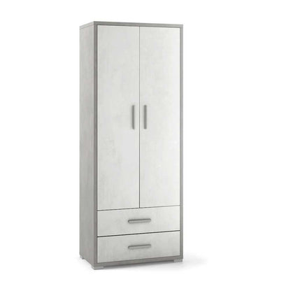 Mobile arredamento moderno a 2 ante e 2 cassetti con 4 ripiani finitura struttura Cemento / finitura frontale Ossido Bianco by Sarmog by CeramicStore | Lo specialista del tuo bagno