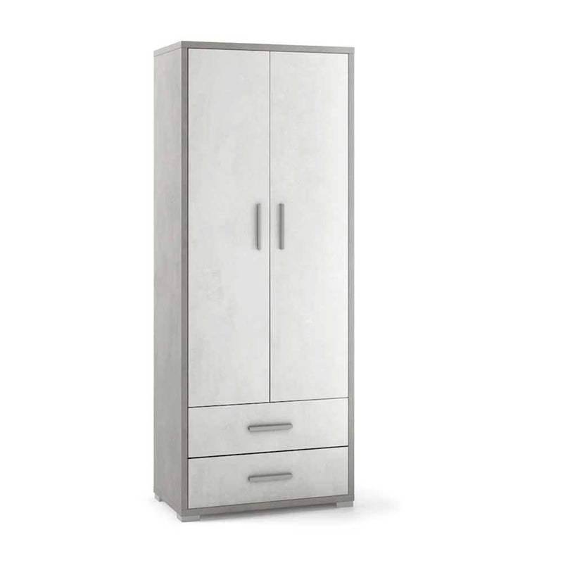 Mobile arredamento moderno a 2 ante e 2 cassetti con 4 ripiani finitura struttura Cemento / finitura frontale Ossido Bianco by Sarmog by CeramicStore | Lo specialista del tuo bagno